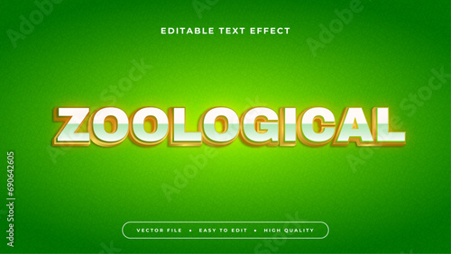 Green gold and white zoological 3d editable text effect - font style