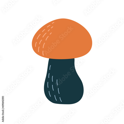 Edible mushroom Boletus with a red cap. Flat vector illustration isolated on white background