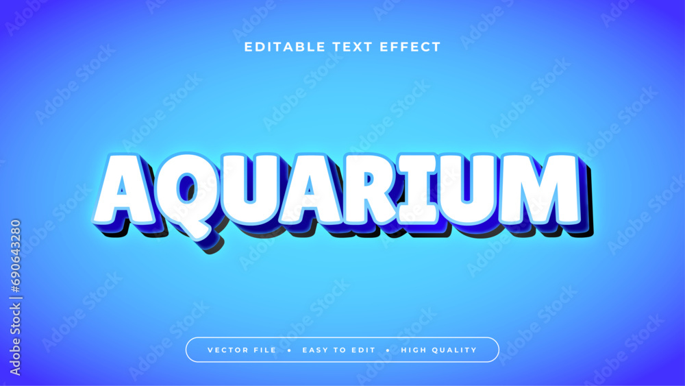 Blue and white aquarium 3d editable text effect - font style