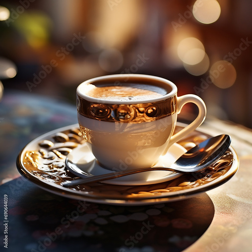 3d rendered photo of coffee cup with spoon made by generative AI