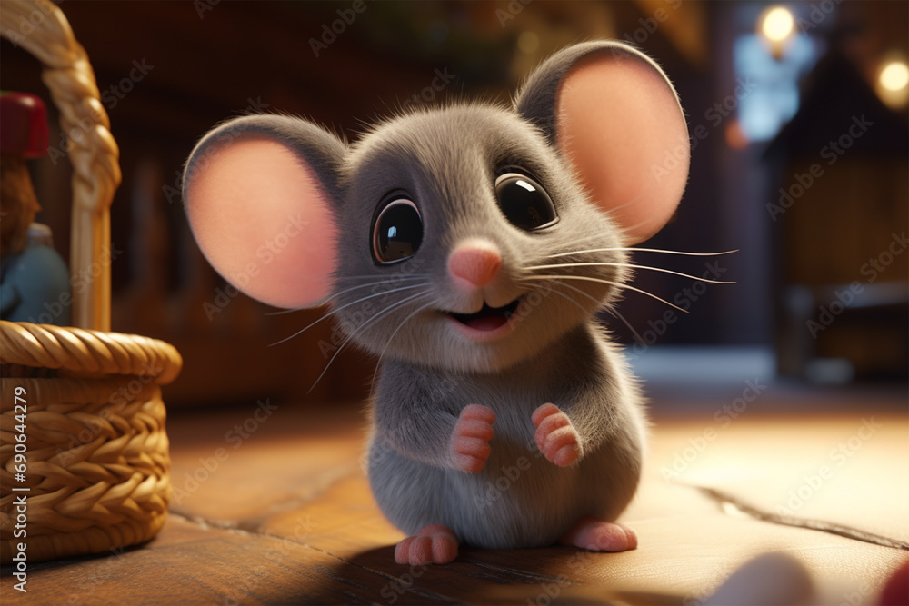 cartoon illustration of a cute mouse smiling Stock Illustration | Adobe ...
