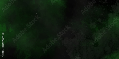 Dark green concrete texture wall background on black. Watercolor dark green vintage background painting. Isolated mysterious dark green fog on black background, smoky effect for photos and artworks. 