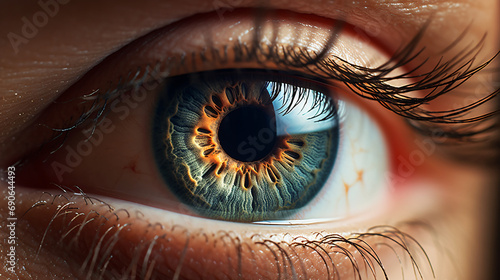 Extreme Close-Up Macro Shot of Futuristic Human Eye