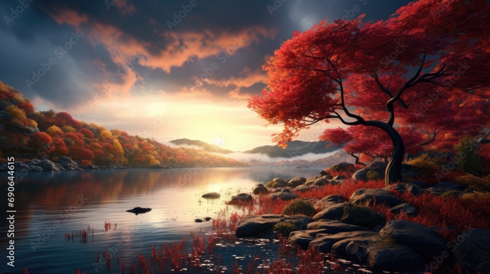 Golden Autumn Vibes: Scenic Landscape for Desktop Wallpaper and Backdrop