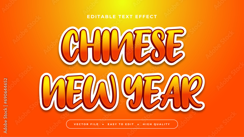 Yellow and orange chinese new year 3d editable text effect - font style