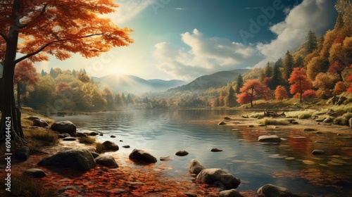 Golden Autumn Vibes: Scenic Landscape for Desktop Wallpaper and Backdrop © ic36006