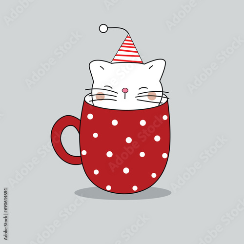 Christmas -  Colored conical mug with Cat in a mug print