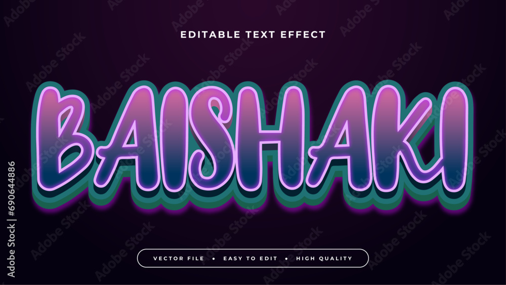 Black and purple violet baishaki 3d editable text effect - font style
