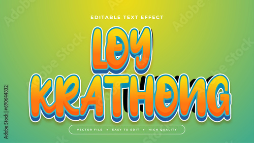 Green and orange loy krathong 3d editable text effect - font style