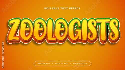 Green red and orange violet zoologist 3d editable text effect - font style