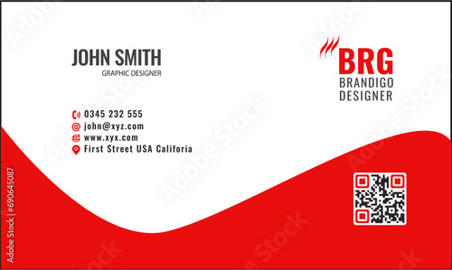 Business Card Red and White Corporate Business Card