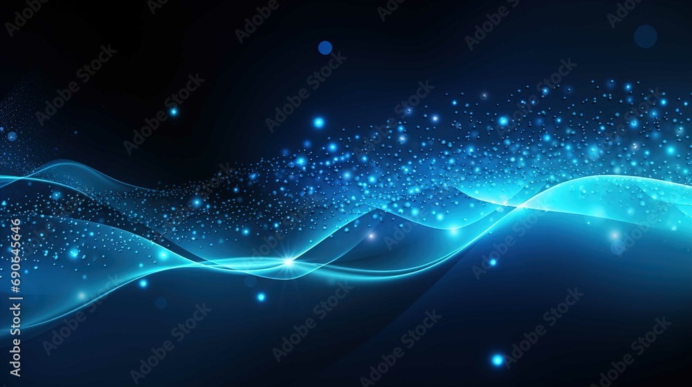 Abstract dark blue digital background with sparkling blue light particles and areas with deep. Particles form into lines, surfaces and grids Abstract dark blue digital background with sparkling blue light particles and areas with deep. Particles form into lines, surfaces and grids