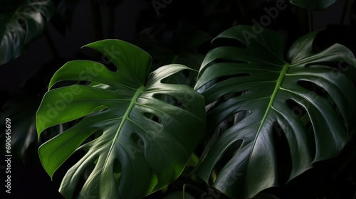 Dark Green Monstera Leaves - Houseplant with Tropical Foliage for a Sophisticated Design - Houseplant with Tropical Foliage for a Modern Style.