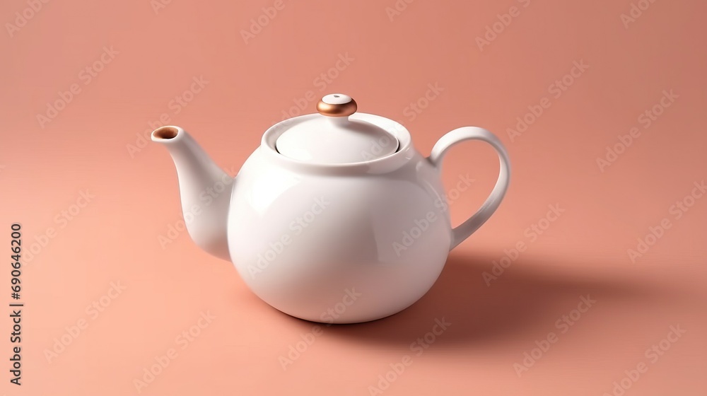 Top view of modern minimal beautiful white ceramic tea pot Top view of modern minimal beautiful white ceramic tea pot