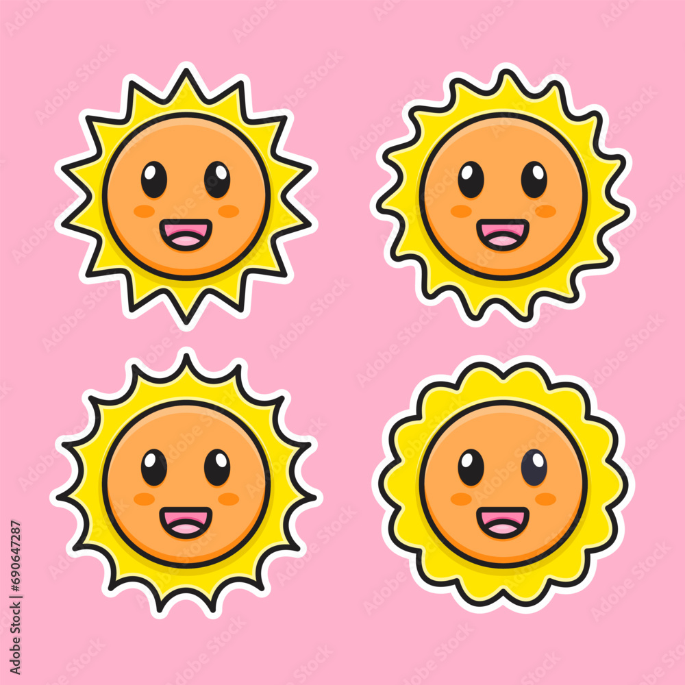 4 sets of cartoon suns are adorable, and cute.