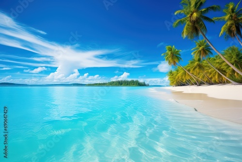 Beautiful tropical island sea beach landscape, turquoise ocean water © Celina