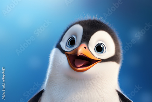 cartoon illustration of a cute penguin smiling photo