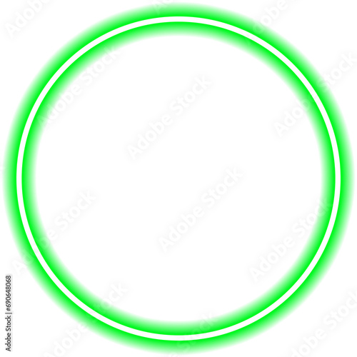 Icono circulo con resplandor de luz verde neón sin fondo 