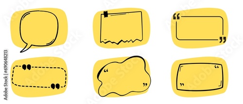 Yellow vector bubbles for text, speech vector. Speech bubbles with borders for comments, topics, references, chats, blogs, notes, markers and information enhance the charm and communication experience