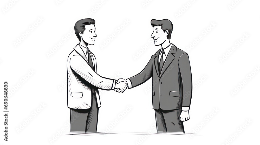 good employees shaking hands, success leader or confidence, high performance staff or achievement, evaluation or award winning, quality concept, confidence businessman, cartoon sketch, generative AI good employees shaking hands, success leader or confidence, high performance staff or achievement, evaluation or award winning, quality concept, confidence businessman, cartoon sketch, generative AI