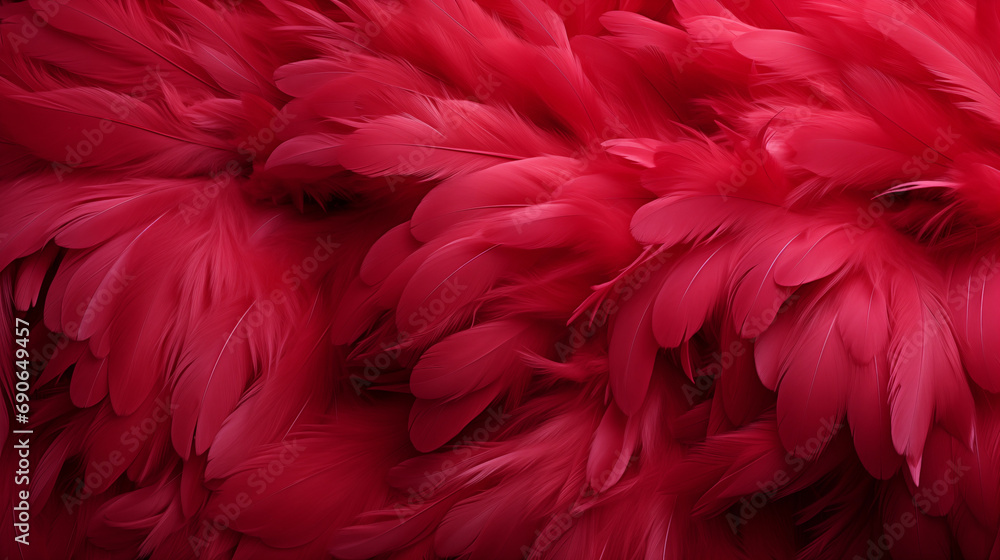 A background of red feathers, texture. Generate Ai