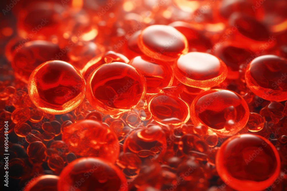 close up of blood cells, leukocytes, erythrocytes bloodstream 