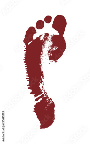 リアルな人間の大人の足型　墨　血のり