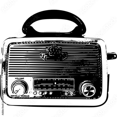 Vector image of retro old radio vintage