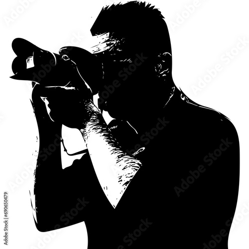 Vector image of a male photographer photoshooting with a camera