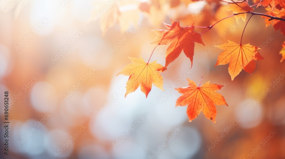 Autumn, red and yellow maple leaves with soft focus light and bokeh background. Autumn, red and yellow maple leaves with soft focus light and bokeh background.