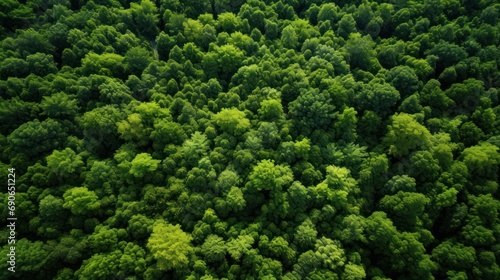 Aerial top view of summer green trees in forest © venusvi
