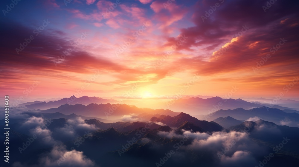 Beautiful view of colorful sunsets on the mountains. Beautiful view of colorful sunsets on the mountains.