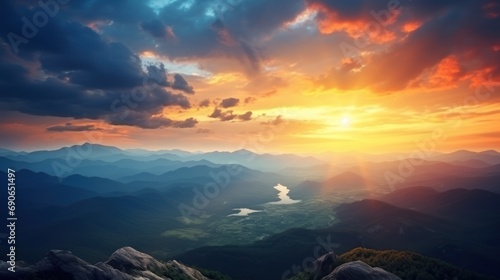 Beautiful view of colorful sunsets on the mountains.