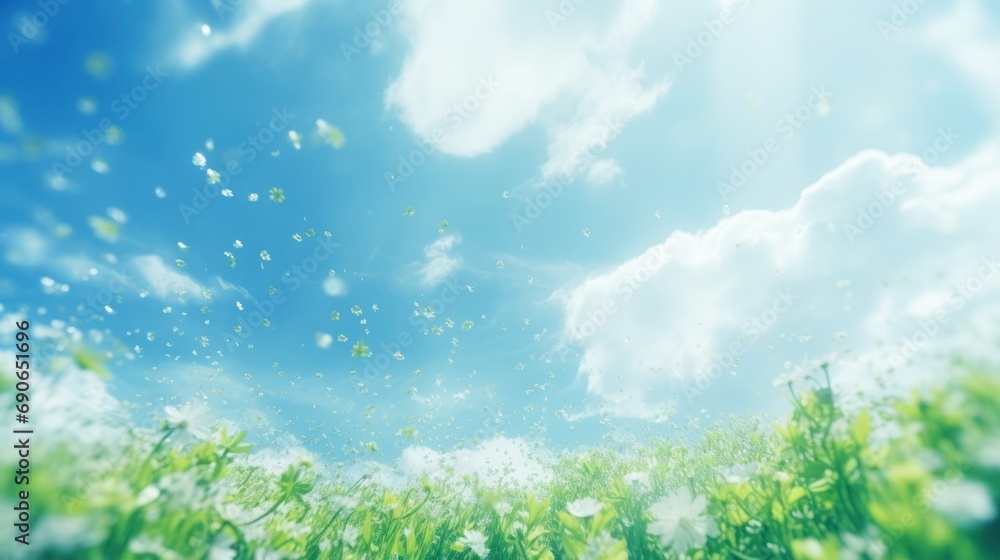 Bright blue-green background in spring with dazzled sunlight. Bright blue-green background in spring with dazzled sunlight.