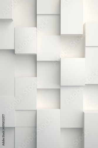 Minimalistic white squares arranged asymmetrically background 