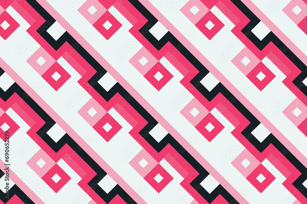 Retro black and pink geometric pattern background, vector abstract square lines art. Trendy bauhaus pattern background Retro black and pink geometric pattern background, vector abstract square lines art. Trendy bauhaus pattern background
