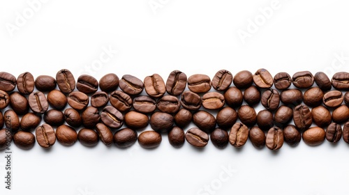 Coffee beans with leaves on a white background