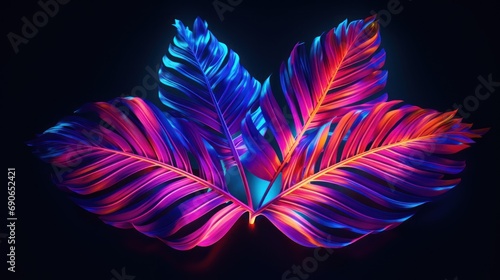 Creative glowing color outline made from tropical leaves.