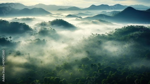 Tropical rainforest. Green and misty. photo