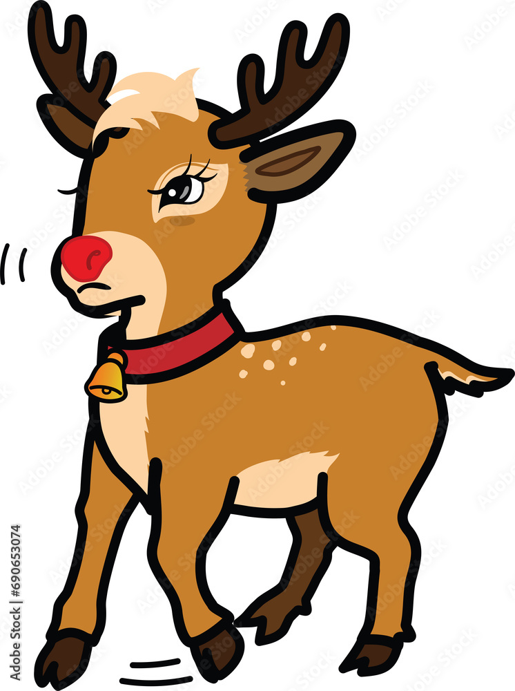 seoarate Reindeer name Rudolph charactors on black stroke cartoon