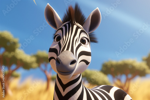 cartoon illustration of a cute zebra smiling
