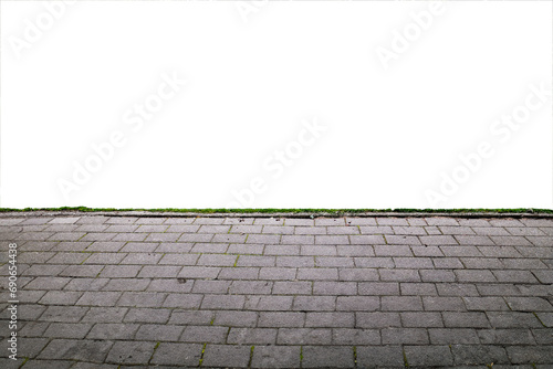 stone pavement with grass isolated png photo
