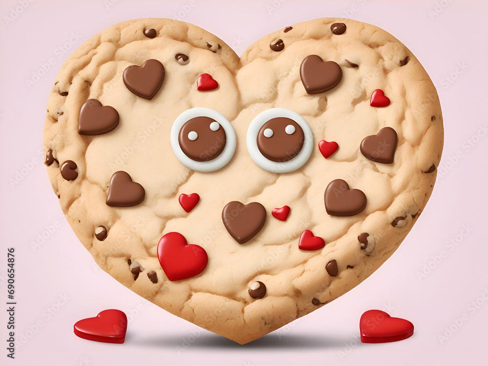 heart shaped chocolate chip cookie in valentine season,ai generative heart shaped chocolate chip cookie in valentine season,ai generative