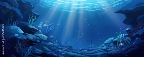 Vector blue underwater landscape background