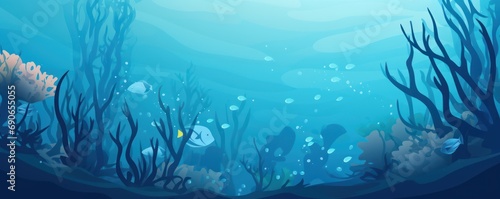 Vector blue underwater landscape background 