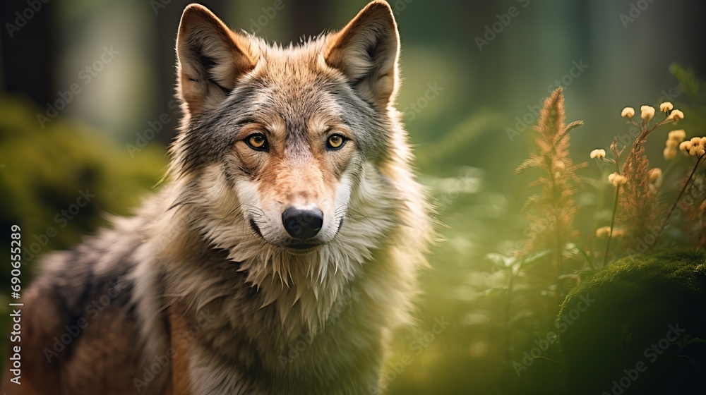 The colorful summer is a perfect time to see the beautiful and elusive eurasian wolf The colorful summer is a perfect time to see the beautiful and elusive eurasian wolf