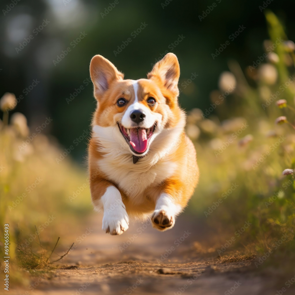 running happy corgi dog1