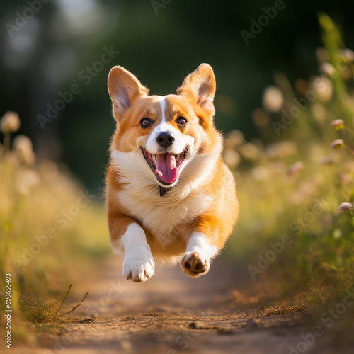 running happy corgi dog1