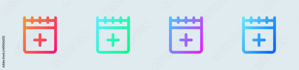 Obraz premium Add event line icon in gradient colors. Schedule signs vector illustration.