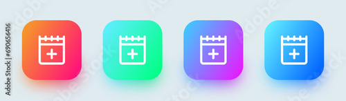 Add event line icon in square gradient colors. Schedule signs vector illustration.